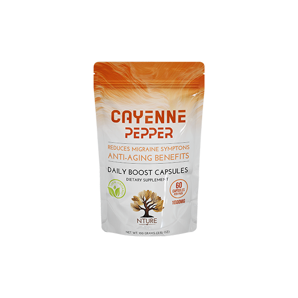 NTURE 1000mg Cayenne Pepper Capsules - 60 Capsules