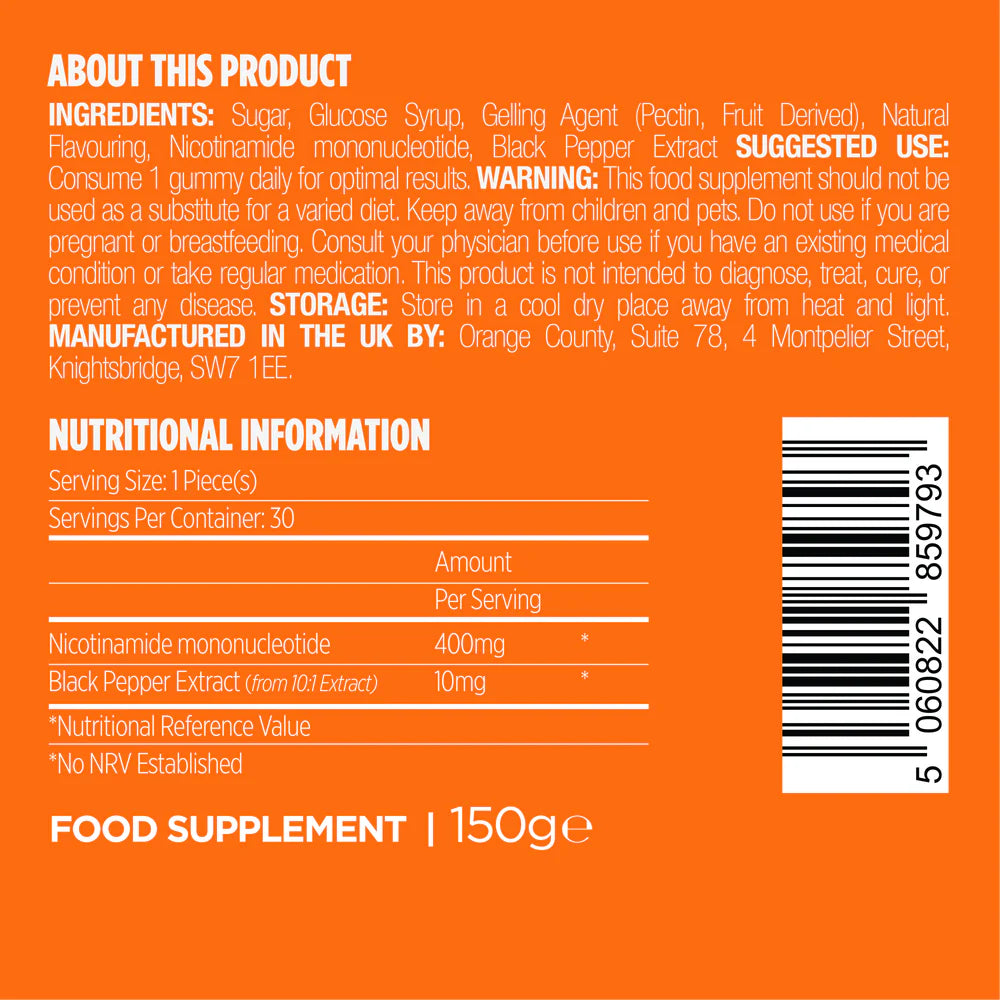 Orange County NMN (Nicotinamide) Gummies  - 30 Pieces - Fungguys