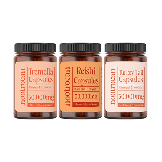 Nootrocan 30000mg Nootropic Vegan   Mushroom Capsules Mixed  - 60 Caps