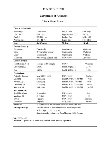The Shroom Shop Lion's Mane Mushroom 45000mg Capsules - 90 Caps - COA
